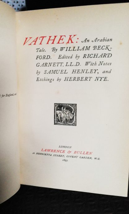 Beckford, William. VATHEK: AN ARABIAN TALE. 1893 edition. Wheatley's copy. - Image 7
