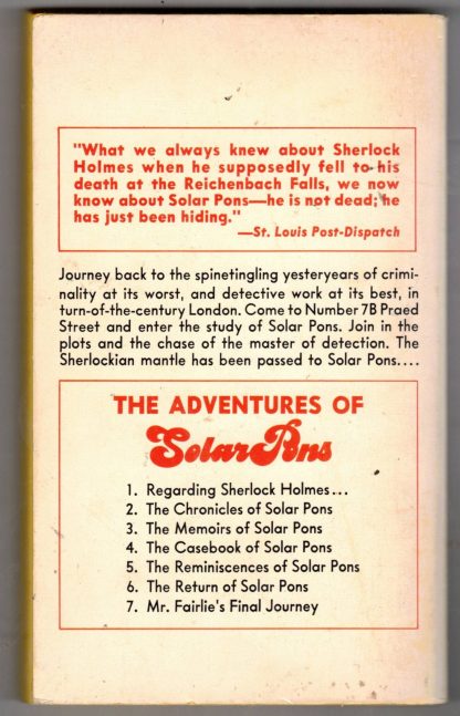 Derleth, August. MR FAIRLIE'S FINAL JOURNEY. A novel of Solar Pons. - Image 2