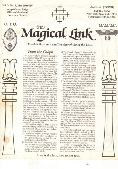 THE MAGICAL LINK Vol V, No 5 (May 1986)